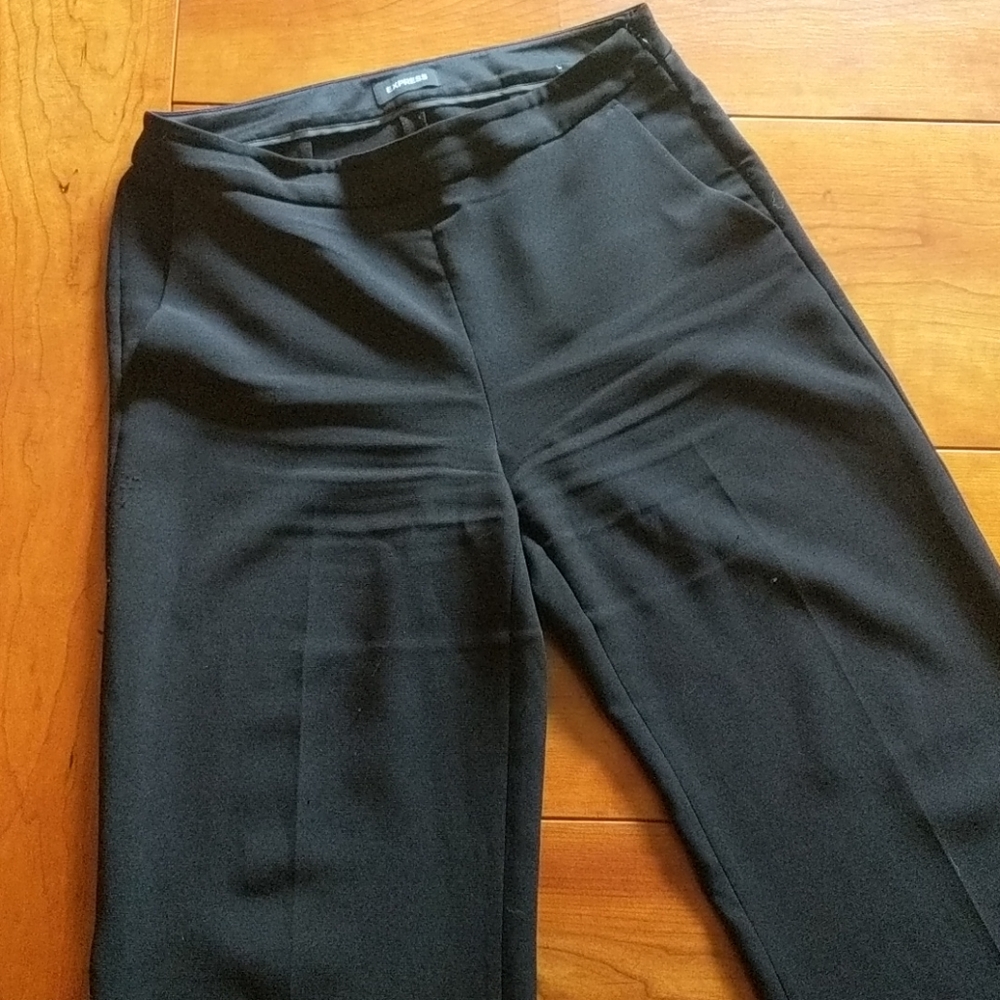 Express Wide Leg High Rise Pants, side zip, black